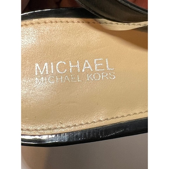 MICHAEL KORS Black Leather Slingback Block Heel Shoes Women Size 9.5M - Picture 12 of 14